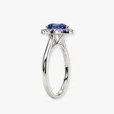 "Hailey" Pear Cut 3 Carat Halo Lab Grown Blue Sapphire Engagement Ring HAPS11S