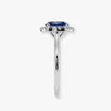 "Hailey" Pear Cut 3 Carat Halo Lab Grown Blue Sapphire Engagement Ring HAPS11S