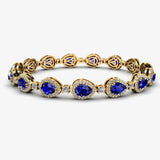 Halo Pear Shape 9 Carat Diamond and Sapphire Bracelet BRHAPSS HEERA DIAMONDS