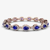 Halo Pear Shape 9 Carat Diamond and Sapphire Bracelet BRHAPSS HEERA DIAMONDS