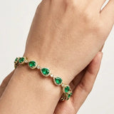 Halo Pear Shape 12 Carat Emerald and Diamond Halo Bracelet BRHAPSE