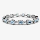Halo Pear Shape 9 Carat Diamond and Aquamarine Bracelet BRHAPSA HEERA DIAMONDS