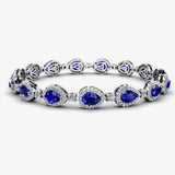 Halo Pear Shape 9 Carat Diamond and Sapphire Bracelet BRHAPSS HEERA DIAMONDS