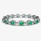 Halo Pear Shape 9 Carat Emerald and Diamond Halo Bracelet BRHAPSE HEERA DIAMONDS