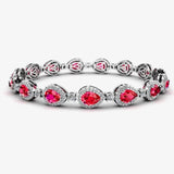 Halo Pear Shape 9 Carat Ruby and Diamond Halo Bracelet BRHAPSR HEERA DIAMONDS