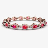 Halo Pear Shape 9 Carat Ruby and Diamond Halo Bracelet BRHAPSR HEERA DIAMONDS