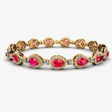 Halo Pear Shape 9 Carat Ruby and Diamond Halo Bracelet BRHAPSR HEERA DIAMONDS