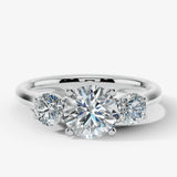 "Harper" Three Stone Round Brilliant Cut Diamond Trilogy Engagement Ring 3SRB51 HEERA DIAMONDS