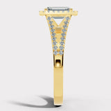 "Hazelena" 2-Carat Emerald Cut with Halo and Diamond Shoulder Engagement Ring HEERA DIAMONDS