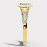 "Hazelena" 2-Carat Emerald Cut with Halo and Diamond Shoulder Engagement Ring HEERA DIAMONDS