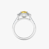 "Holly" 1 Carat Yellow Cushion Cut Halo Diamond Shoulder Engagement Ring DSCC07