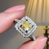 "Holly" Yellow Cushion Cut Halo Diamond Shoulder Engagement Ring DSCC07 HEERA DIAMONDS