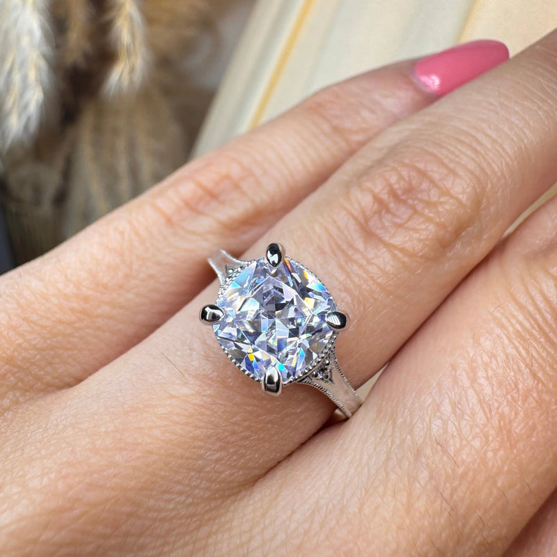 "Hope" Cushion Cut 3 Carat Trilogy Platinum Engagement Ring 3SCC04 HEERA DIAMONDS