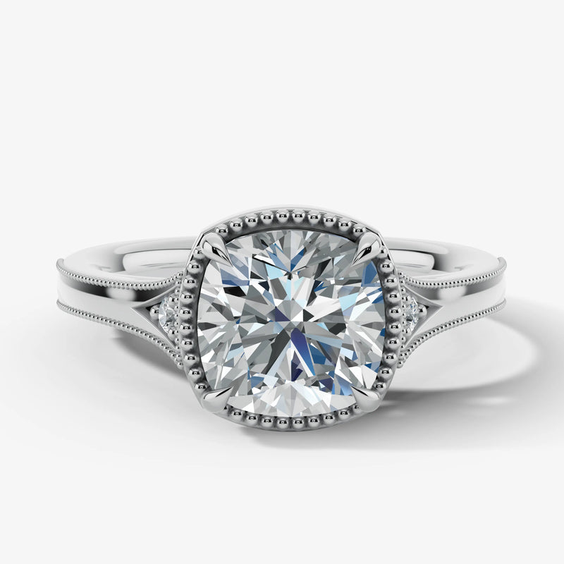 "Hope" Cushion Cut 3 Carat Trilogy Platinum Engagement Ring 3SCC04 HEERA DIAMONDS