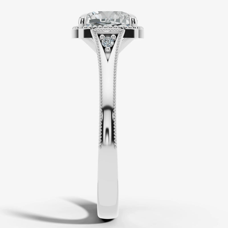 "Hope" Cushion Cut 3 Carat Trilogy Platinum Engagement Ring 3SCC04 HEERA DIAMONDS