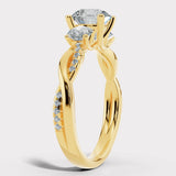 "Hudson" Round Cut 2 Carat Trilogy Diamond Shoulder Engagement Ring Render- Side View