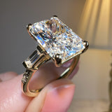 "Seline" Radiant Cut with Baguette Side Stone Trilogy Style Engagement Ring