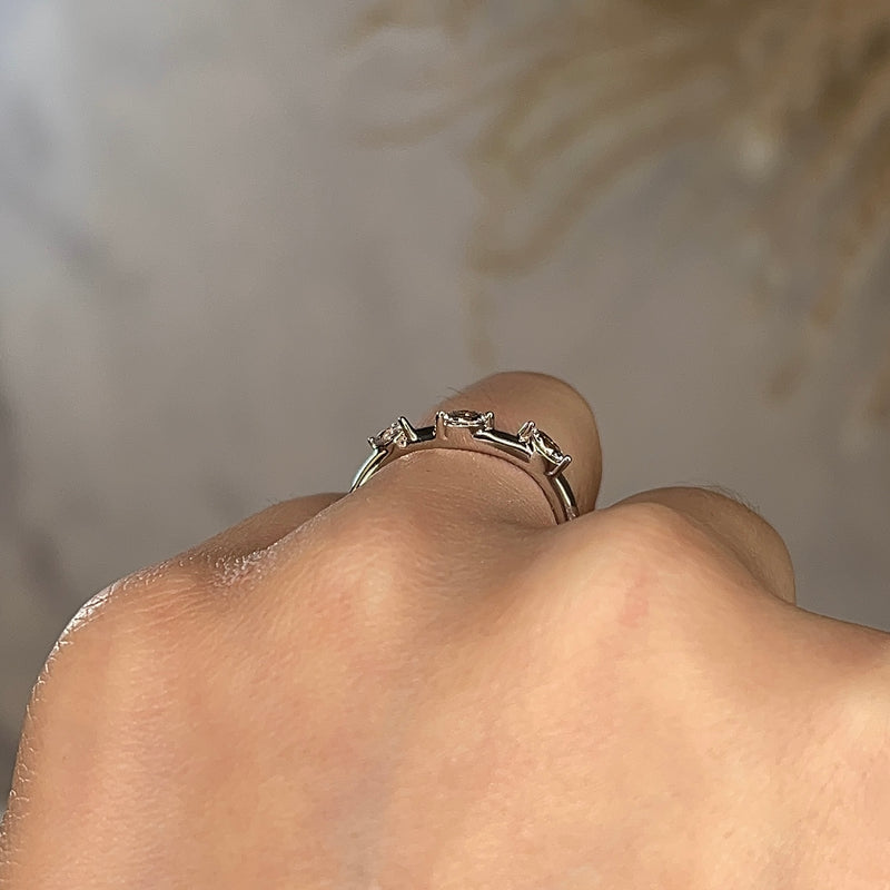 "Lyra" Marquise Leaf Diamonds on Wave Shaped Eternity Ring ET7 - HEERA DIAMONDS