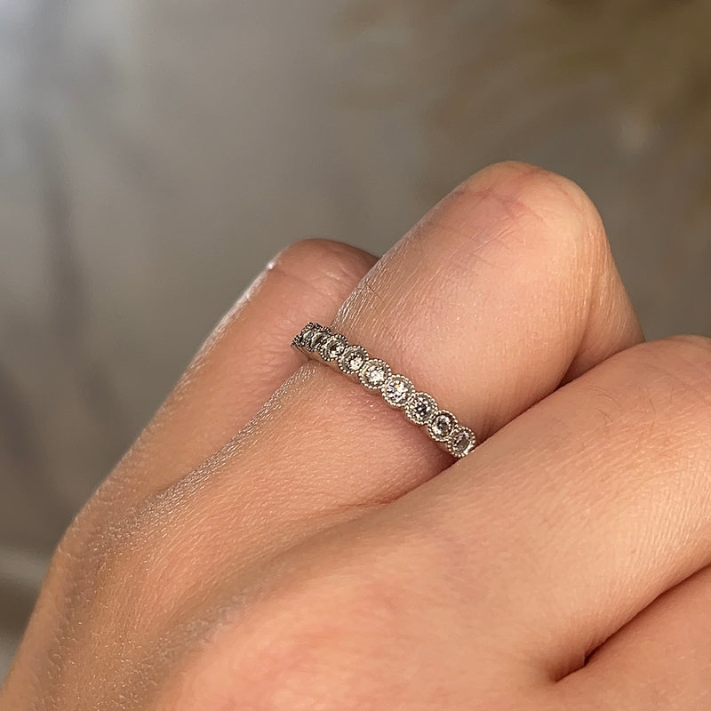 "Jo" Mini Bubbles Round Circle Pattern Diamond Half Eternity Ring E80 - HEERA DIAMONDS