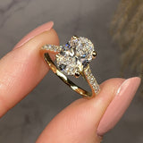 "Raquel" Hidden Under Halo Oval Cut Diamond Shoulders Engagement Ring - HEERA DIAMONDS