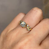 "Penelope" Floral Leaf Foliage Round Brilliant Cut Diamond Engagement Ring - HEERA DIAMONDS