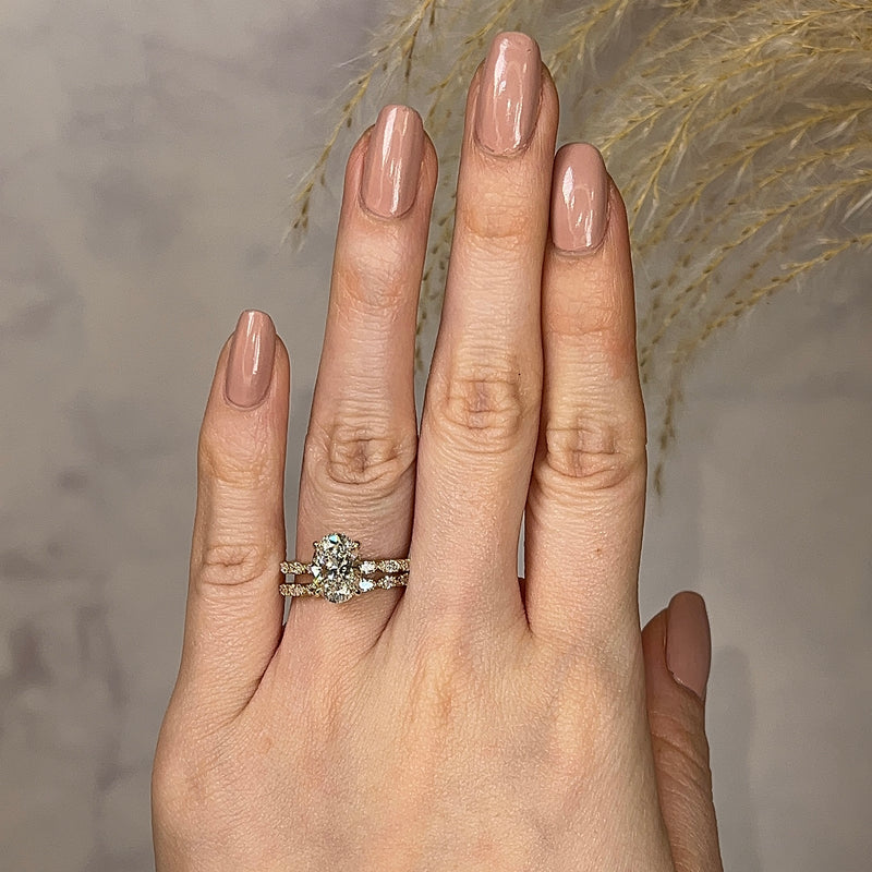 "Goldie" Oval Cut Diamond Shoulders Eternity Engagement Ring - HEERA DIAMONDS