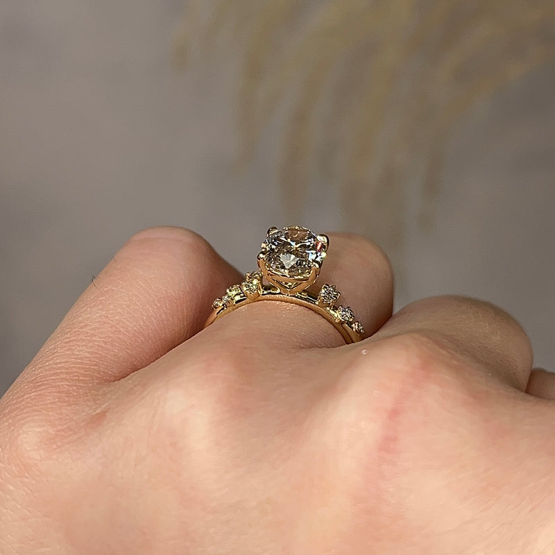 "Haven" Oval Cut Diamond Shoulders Engagement Ring - HEERA DIAMONDS