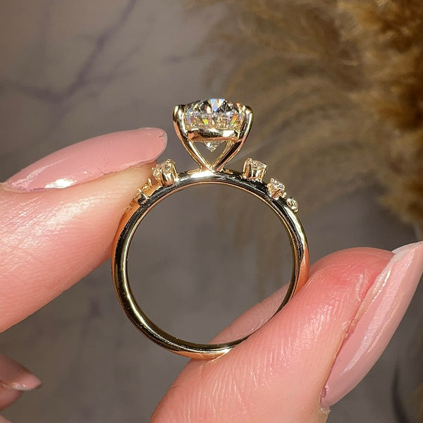 "Haven" Oval Cut Diamond Shoulders Engagement Ring - HEERA DIAMONDS