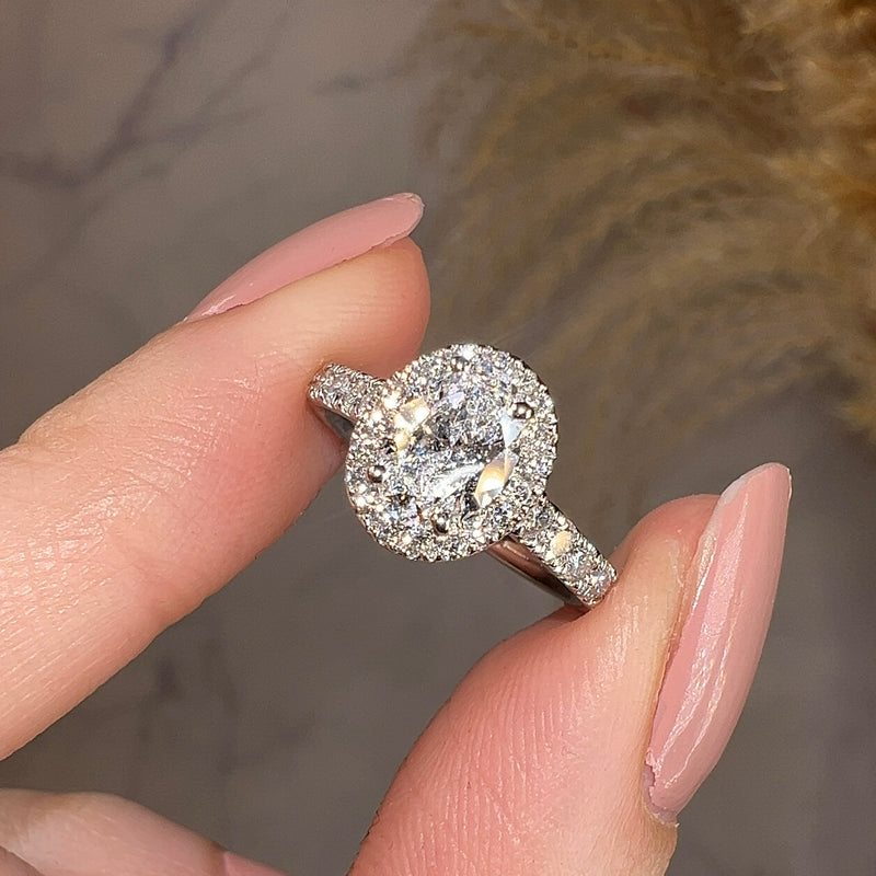 "Morgan" Oval Cut Diamond Shoulders Engagement Ring - HEERA DIAMONDS