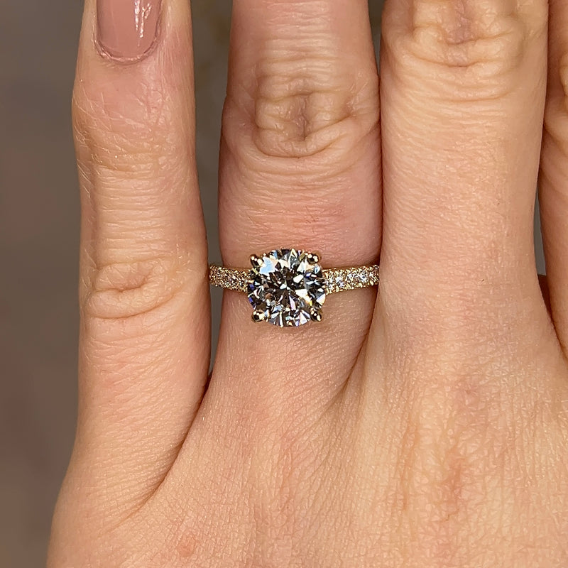 "Kyra" Under Hidden Halo Round Brilliant Cut Diamond Shoulders Engagement Ring - HEERA DIAMONDS