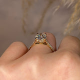 "Kyra" Under Hidden Halo Round Brilliant Cut Diamond Shoulders Engagement Ring - HEERA DIAMONDS