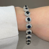 Round Brilliant Shape 8.5 Carat Sapphire Center Featuring Diamond Halo Bracelet BRHARBS - HEERA DIAMONDS