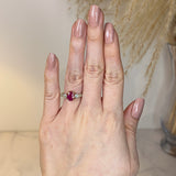 "Piper" Fuchsia Pink Oval Cut Diamond Shoulders Engagement Ring - HEERA DIAMONDS