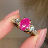 "Piper" Fuchsia Pink Oval Cut Diamond Shoulders Engagement Ring - HEERA DIAMONDS