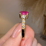 "Piper" Fuchsia Pink Oval Cut Diamond Shoulders Engagement Ring - HEERA DIAMONDS
