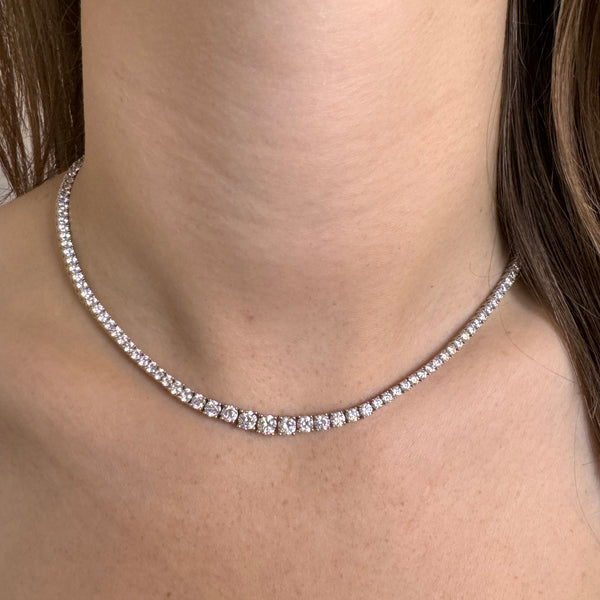 Round Brilliant Cut Graduating Diamond 4 Prong Set Tennis Necklace NE210012 - HEERA DIAMONDS