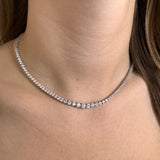 Round Brilliant Cut Graduating Diamond 4 Prong Set Tennis Necklace NE210012 - HEERA DIAMONDS