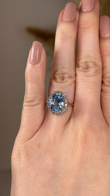 "Juliana" Aquamarine Oval Cut Halo Diamond Engagement Ring