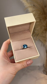 "Moana" Blue Topaz Oval Cut Solitaire Platinum Ring