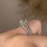 "Samara" Halo 1.25 Carat Cushion Cut Three Row Diamond Shoulder Platinum Engagement Ring - HEERA DIAMONDS