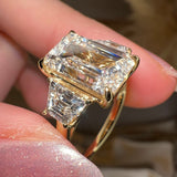 "Celia" 5 Carat Emerald Cut Diamond Tapered Baguette Shoulder Engagement Ring - HEERA DIAMONDS