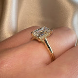 "Dream" 4 Carat Hidden Under Halo Emerald Cut Yellow Gold Engagement Ring - HEERA DIAMONDS