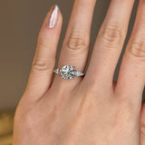 "Ivy" Three Stone Round Brilliant Cut with Pear Cut Diamond Trilogy Engagement Ring 3SRB11 - HEERA DIAMONDS