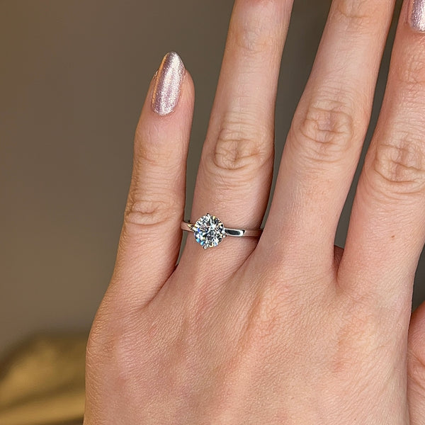 "Faith" Solitaire Round Brilliant Cut Twist Prongs Diamond Engagement Ring SSRB11 - HEERA DIAMONDS