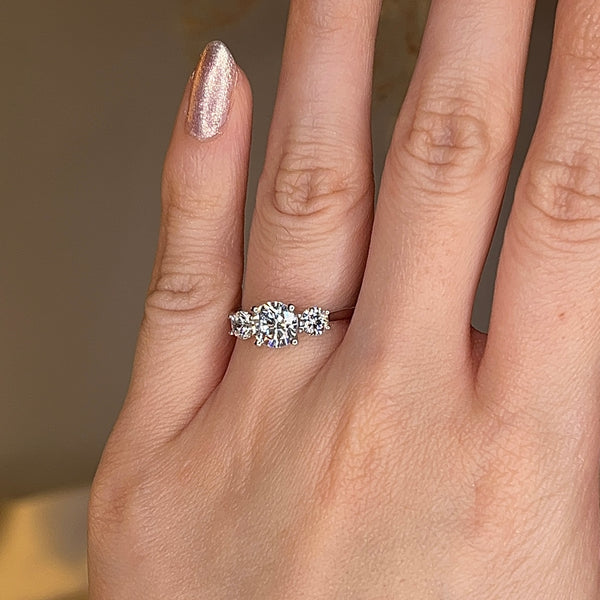 "Harper" Three Stone Round Brilliant Cut Diamond Trilogy Engagement Ring 3SRB51 - HEERA DIAMONDS