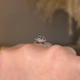 "Echo" Halo Oval Cut Diamond Scallop Set Diamond Shoulder Engagement Ring HAOC07 - HEERA DIAMONDS