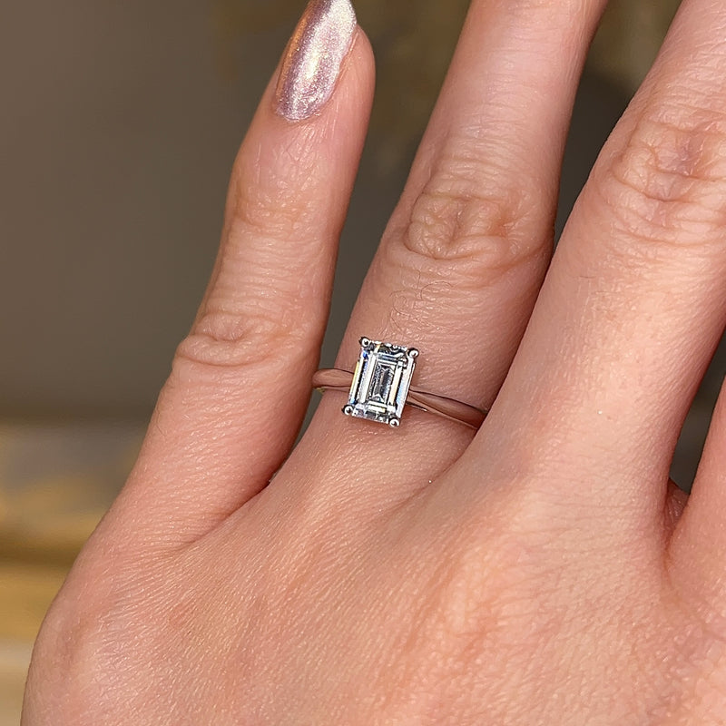 "Daphne" Solitaire Emerald Cut Diamond Engagement Ring SSEC07 - HEERA DIAMONDS