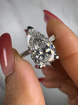 "Starry" 5 Carat Pear Shape Diamond Shoulder Engagement Ring