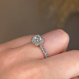 "Mia" Halo Cushion Cut Diamond Shoulder Engagement Ring HACC02 - HEERA DIAMONDS