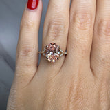 "Kristina" Fancy Vivid Pink Oval Cut and Marquise Diamond Shoulder Engagement Ring